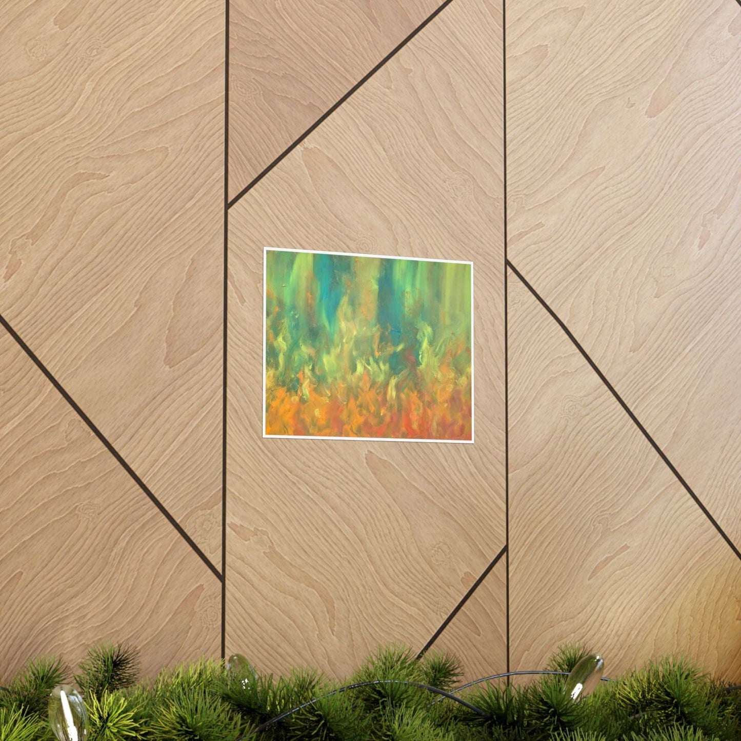 Abstract Sunset Campfire Matte Poster — Horizontal Wall Art