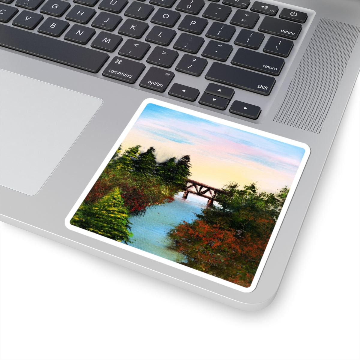 Autumn Landscape Sticker – Bob Ross‑Inspired Fall Art Vinyl Decal