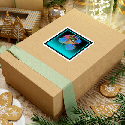 Neon Psychedelic Mushroom Sticker — Retro Vaporwave Kiss-Cut Decal