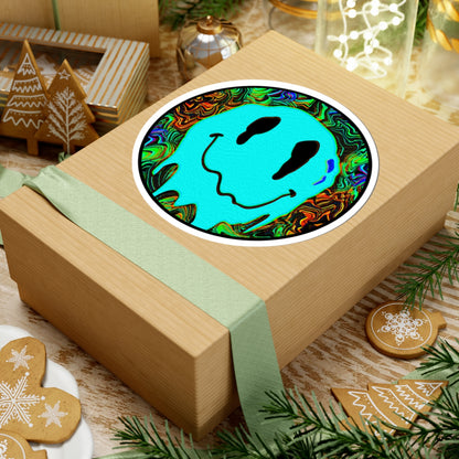 Drippy Teal Smiley Face Sticker – Trippy Vinyl Decal