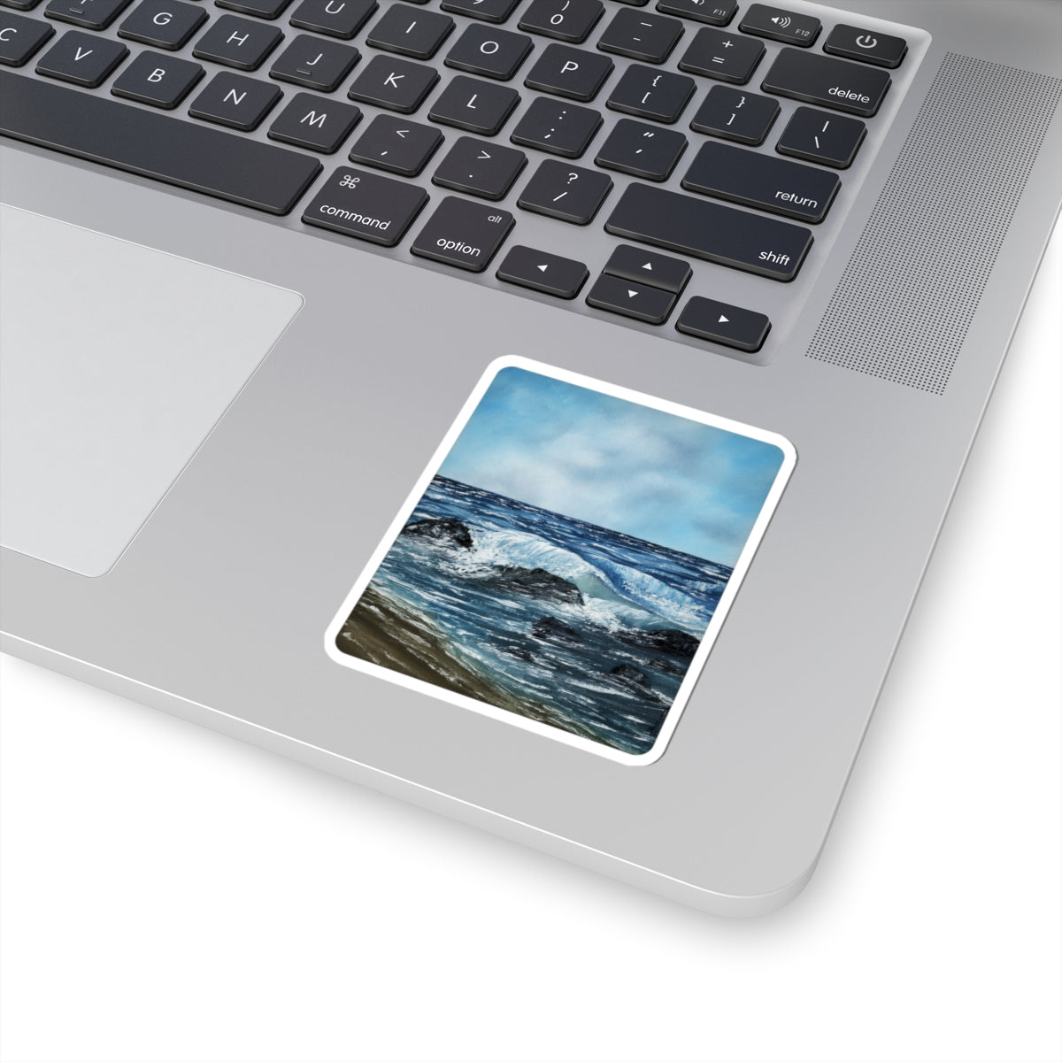 Ocean Waves Kiss-Cut Sticker — Scenic Coastal Sea Art Sticker