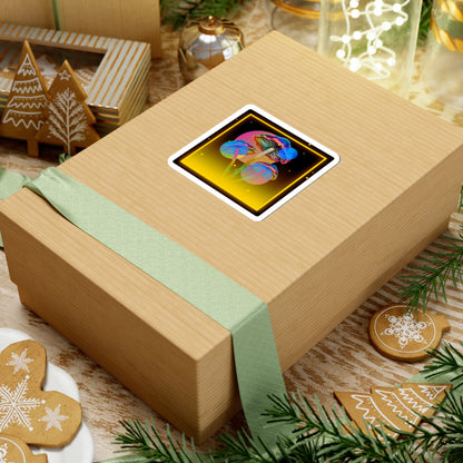 Psychedelic Neon Mushroom Sticker — Colorful Trippy Kiss-Cut Decal