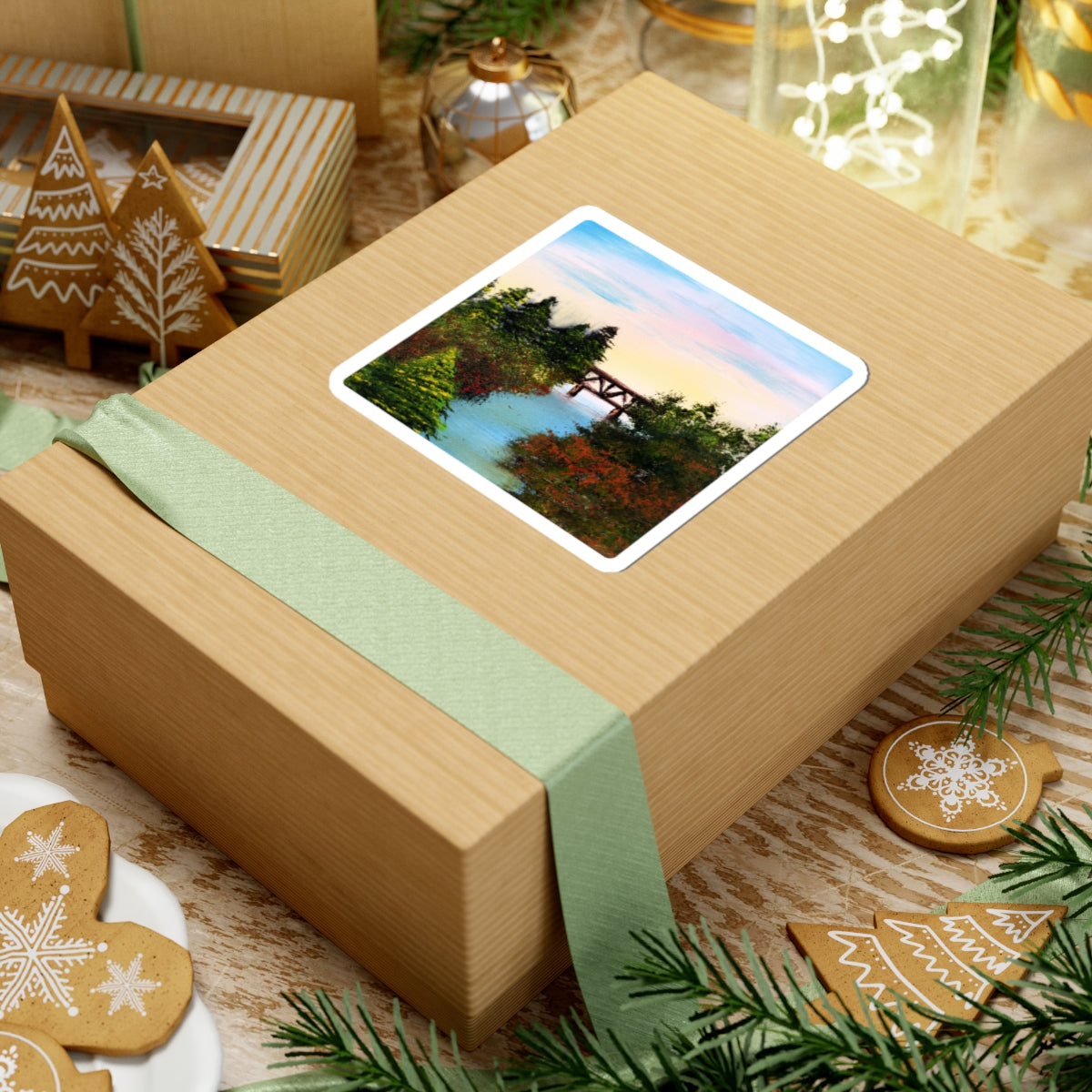 Autumn Landscape Sticker – Bob Ross‑Inspired Fall Art Vinyl Decal