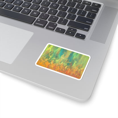 Colorful Fire Art Sticker – Abstract Oil Painting Vinyl Decal