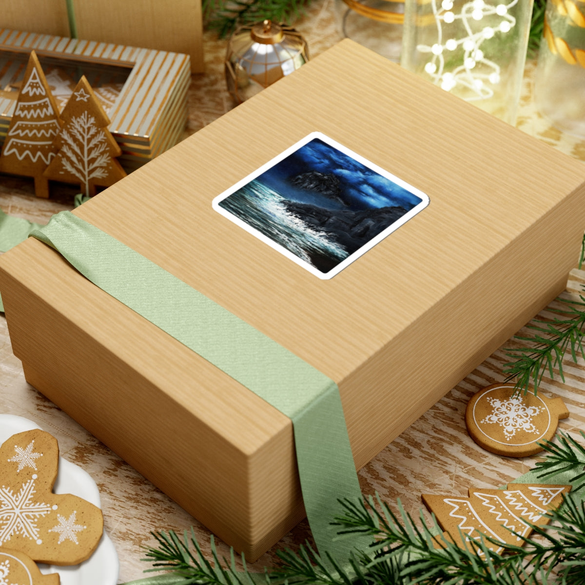 Ocean Nightscape Sticker — Moody Seascape Kiss-Cut Decal for Laptops & Journals