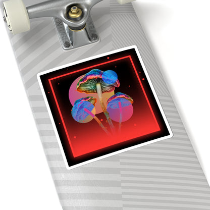 Psychedelic Rainbow Mushroom Sticker — Neon Retro Kiss-Cut Decal