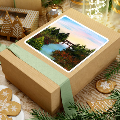 Autumn Landscape Sticker – Bob Ross‑Inspired Fall Art Vinyl Decal