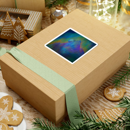 Aurora Mountain Kiss-Cut Sticker — Colorful Cosmic Peak Laptop Decal