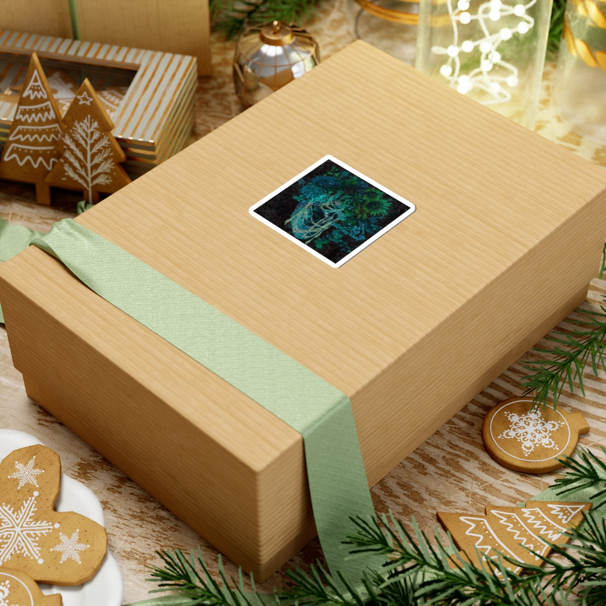 Dark Floral Heart Sticker – Gothic Abstract Vinyl Decal