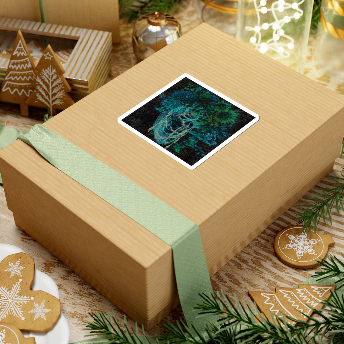 Dark Floral Heart Sticker – Gothic Abstract Vinyl Decal