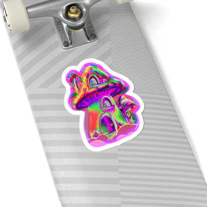 Psychedelic Mushroom House Sticker – Whimsical Fairy Art Vinyl Decal