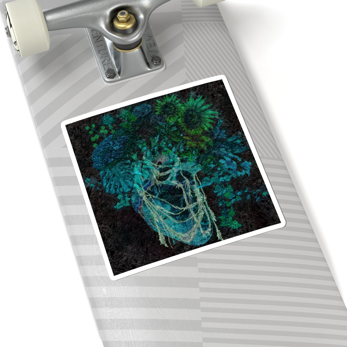 Dark Floral Heart Sticker – Gothic Abstract Vinyl Decal