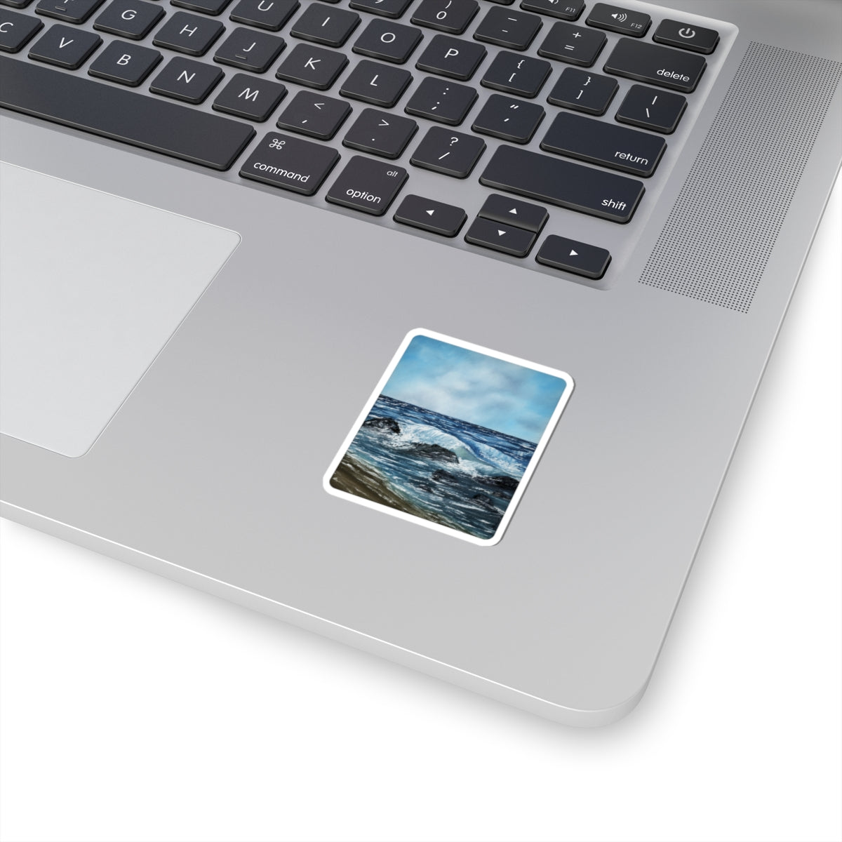 Ocean Waves Kiss-Cut Sticker — Scenic Coastal Sea Art Sticker