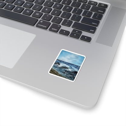 Ocean Waves Kiss-Cut Sticker — Scenic Coastal Sea Art Sticker