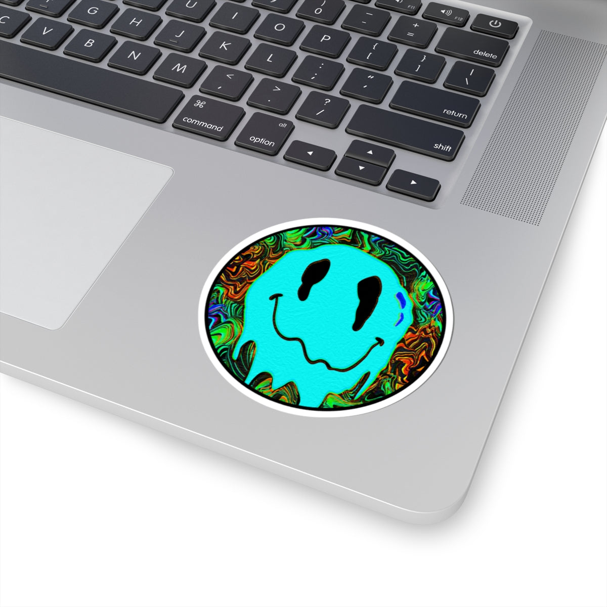 Drippy Teal Smiley Face Sticker – Trippy Vinyl Decal