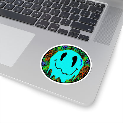 Drippy Teal Smiley Face Sticker – Trippy Vinyl Decal