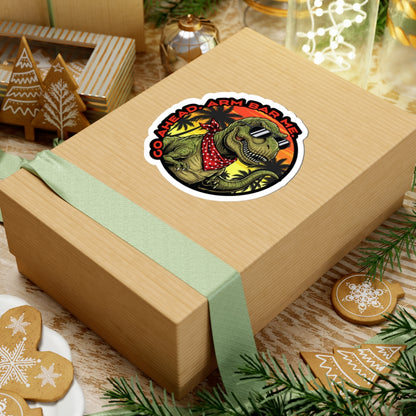 "Go Ahead, Arm Bar Me" Retro Beach Dino Kiss-Cut Sticker