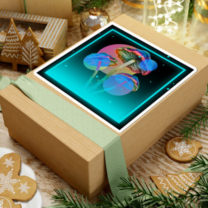 Neon Psychedelic Mushroom Sticker — Retro Vaporwave Kiss-Cut Decal