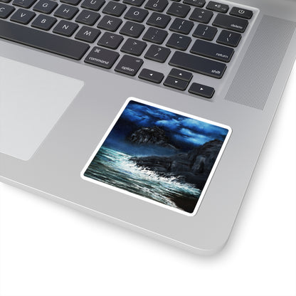 Ocean Nightscape Sticker — Moody Seascape Kiss-Cut Decal for Laptops & Journals