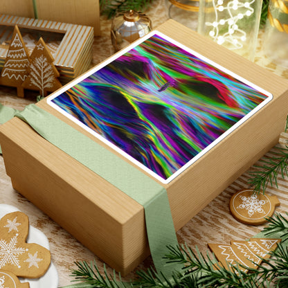 Psychedelic Waves Kiss-Cut Sticker — Colorful Abstract Ocean Vibes