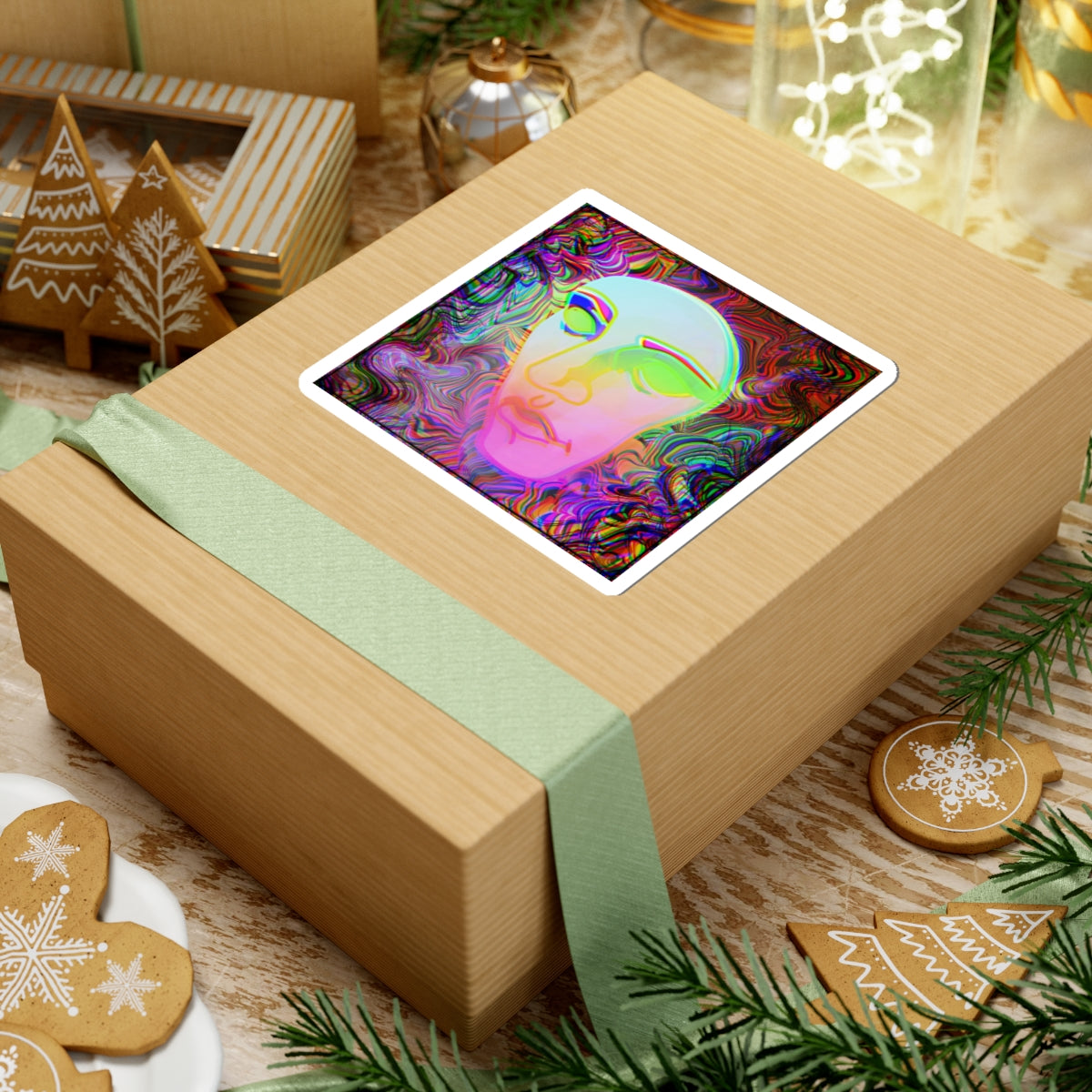 Psychedelic Face — Trippy Colorful Abstract Art Decal