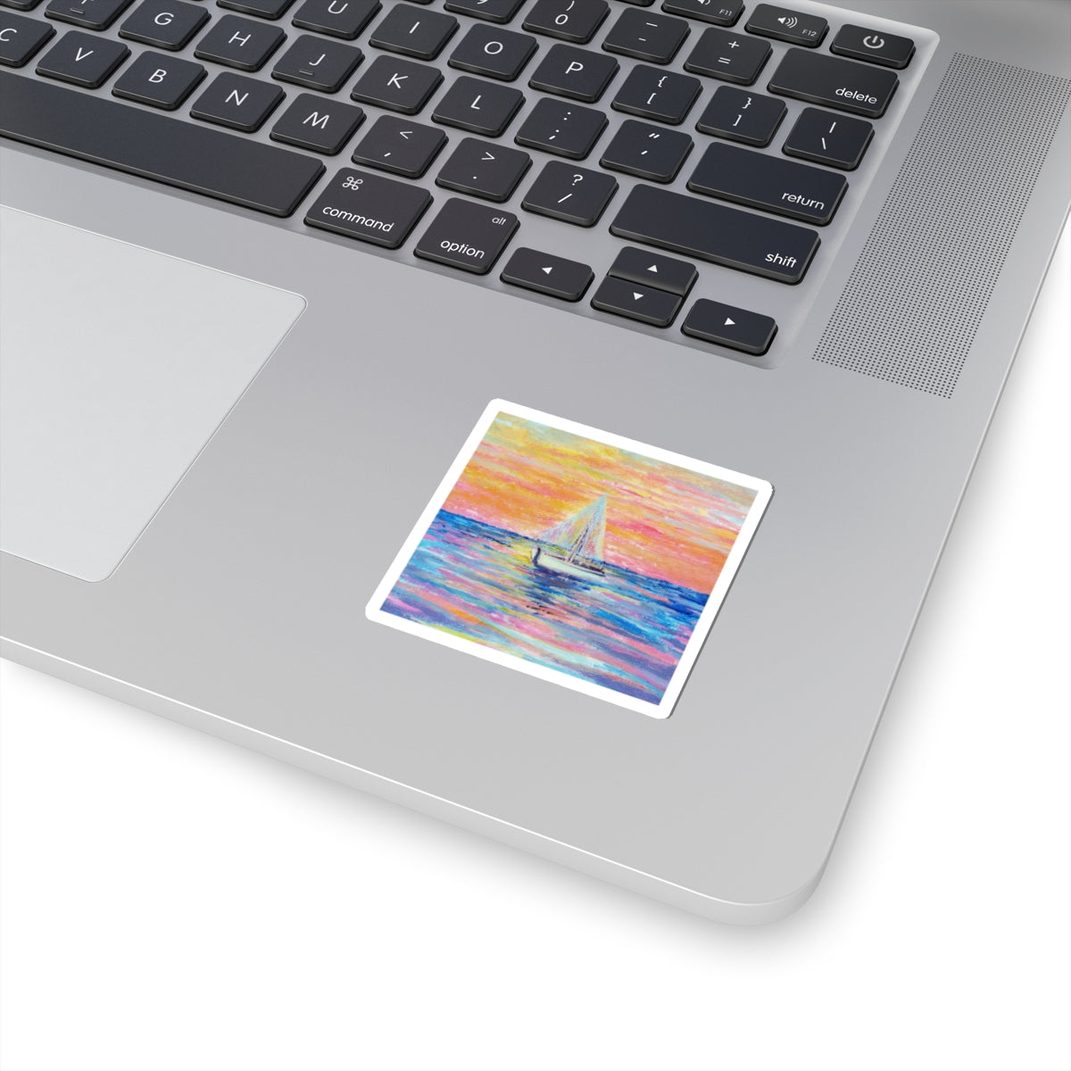 Sailboat Sunset Sticker — Colorful Seascape Kiss-Cut Decal