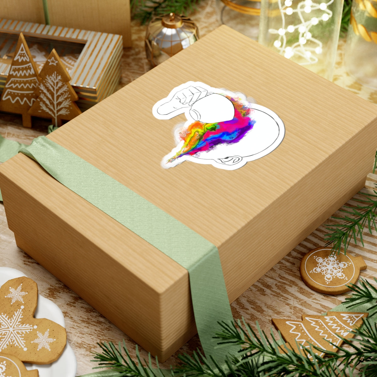 Psychedelic Tea Cup Sticker – Trippy Surreal Vinyl Decal