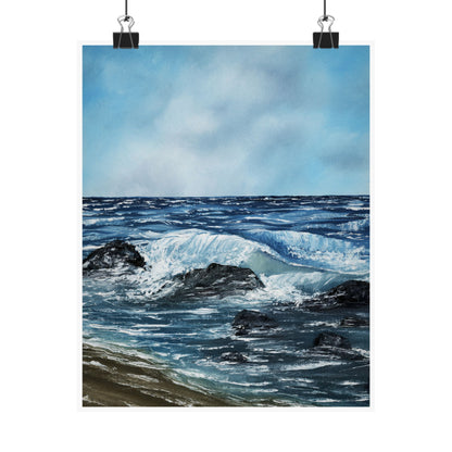 Ocean Wave Matte Poster — Vertical Seascape Wall Art