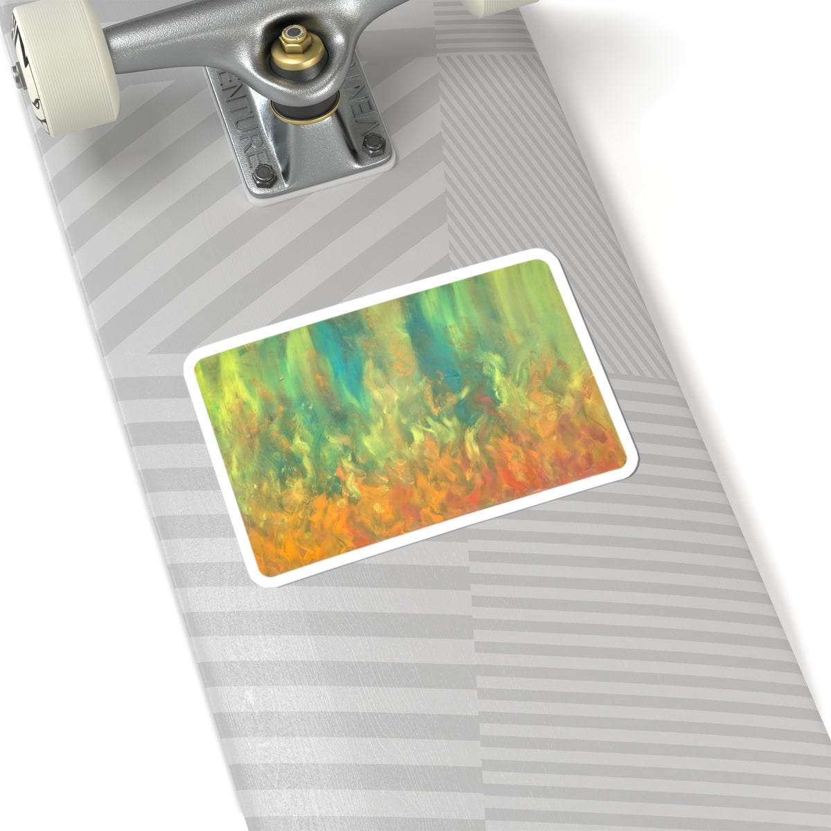 Colorful Fire Art Sticker – Abstract Oil Painting Vinyl Decal
