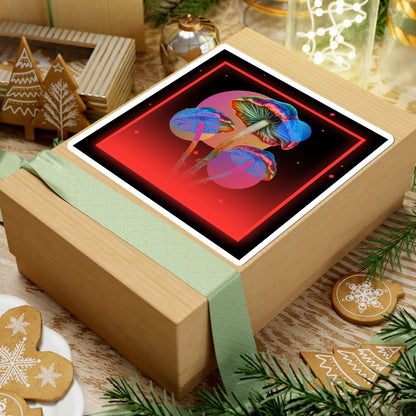 Psychedelic Rainbow Mushroom Sticker — Neon Retro Kiss-Cut Decal