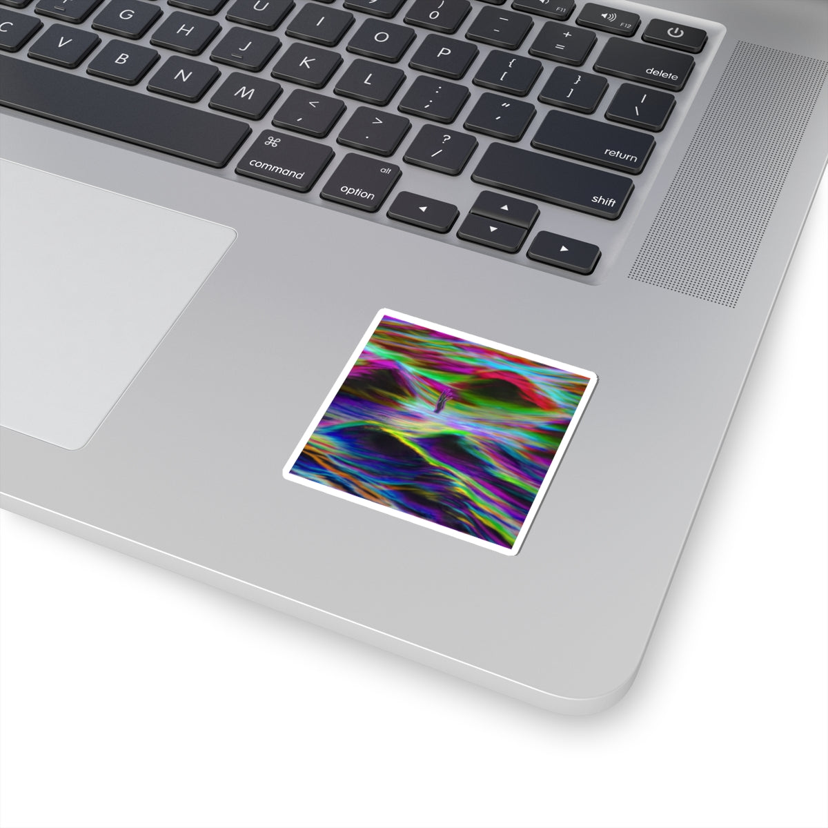 Psychedelic Waves Kiss-Cut Sticker — Colorful Abstract Ocean Vibes