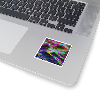 Psychedelic Waves Kiss-Cut Sticker — Colorful Abstract Ocean Vibes