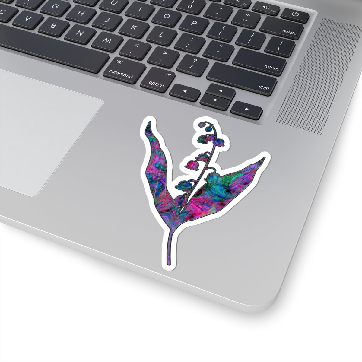 Dark Psychedelic Lily of the Valley Sticker – Abstract Floral Vinyl Decal