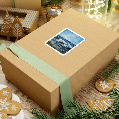 Ocean Waves Kiss-Cut Sticker — Scenic Coastal Sea Art Sticker