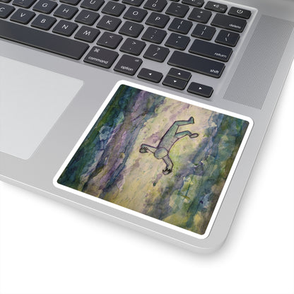 Ethereal Watercolor Wanderer Sticker — Abstract Sunset Figure Kiss-Cut Sticker