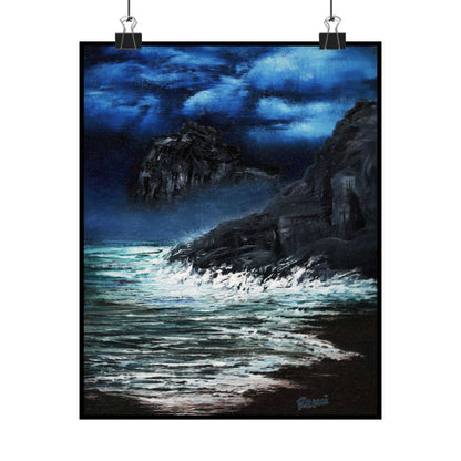 Ocean Nightscape Matte Poster — Moody Seascape Wall Art