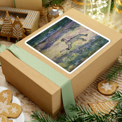 Ethereal Watercolor Wanderer Sticker — Abstract Sunset Figure Kiss-Cut Sticker