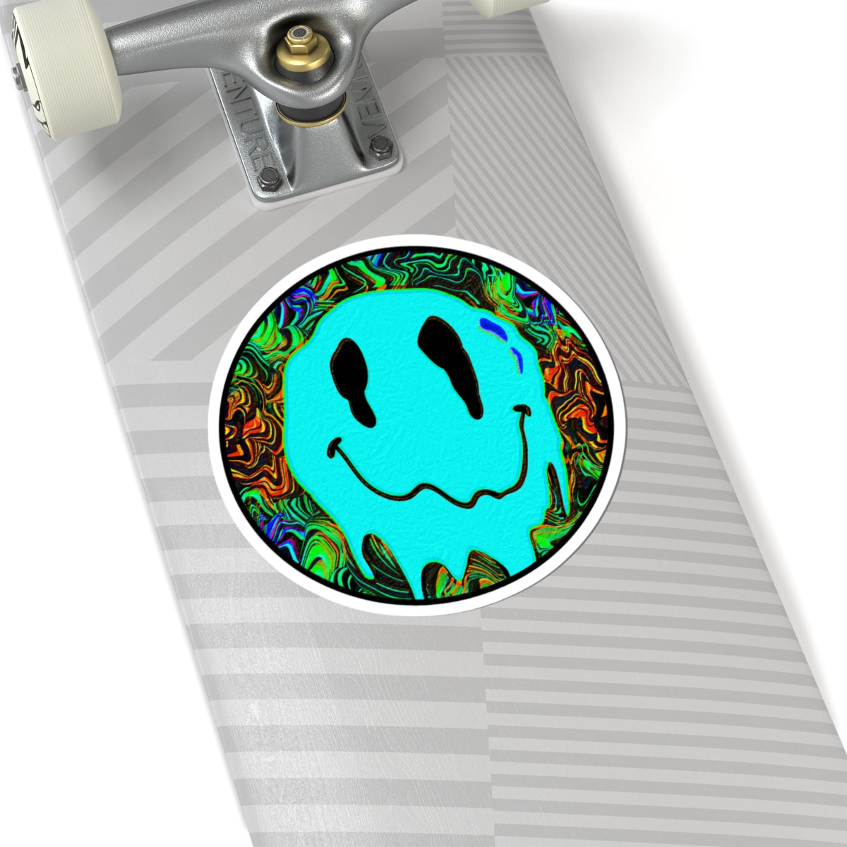 Drippy Teal Smiley Face Sticker – Trippy Vinyl Decal
