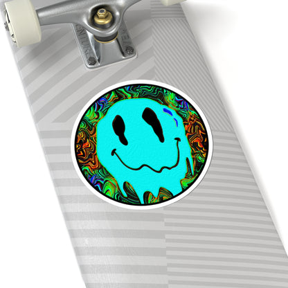 Drippy Teal Smiley Face Sticker – Trippy Vinyl Decal
