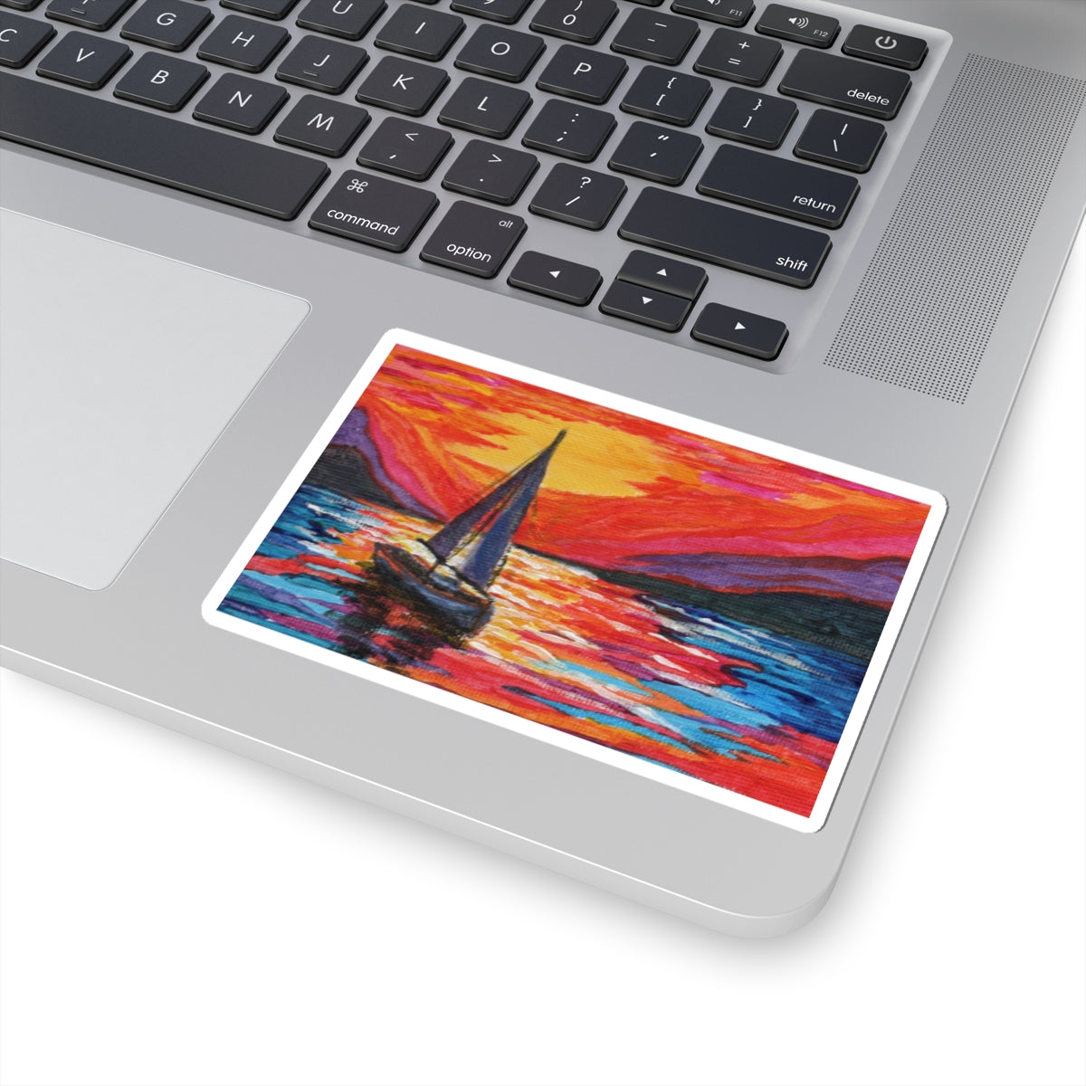 Sailboat Sunset Sticker — Colorful Ocean Scenic Kiss-Cut Decal