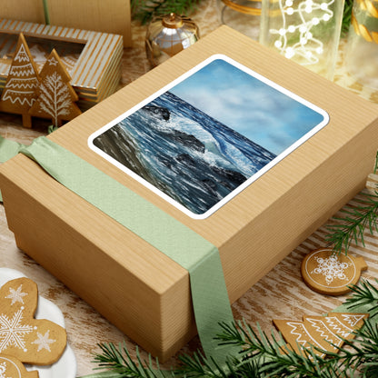 Ocean Waves Kiss-Cut Sticker — Scenic Coastal Sea Art Sticker