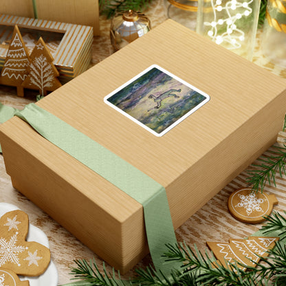 Ethereal Watercolor Wanderer Sticker — Abstract Sunset Figure Kiss-Cut Sticker