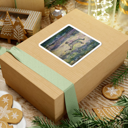 Ethereal Watercolor Wanderer Sticker — Abstract Sunset Figure Kiss-Cut Sticker