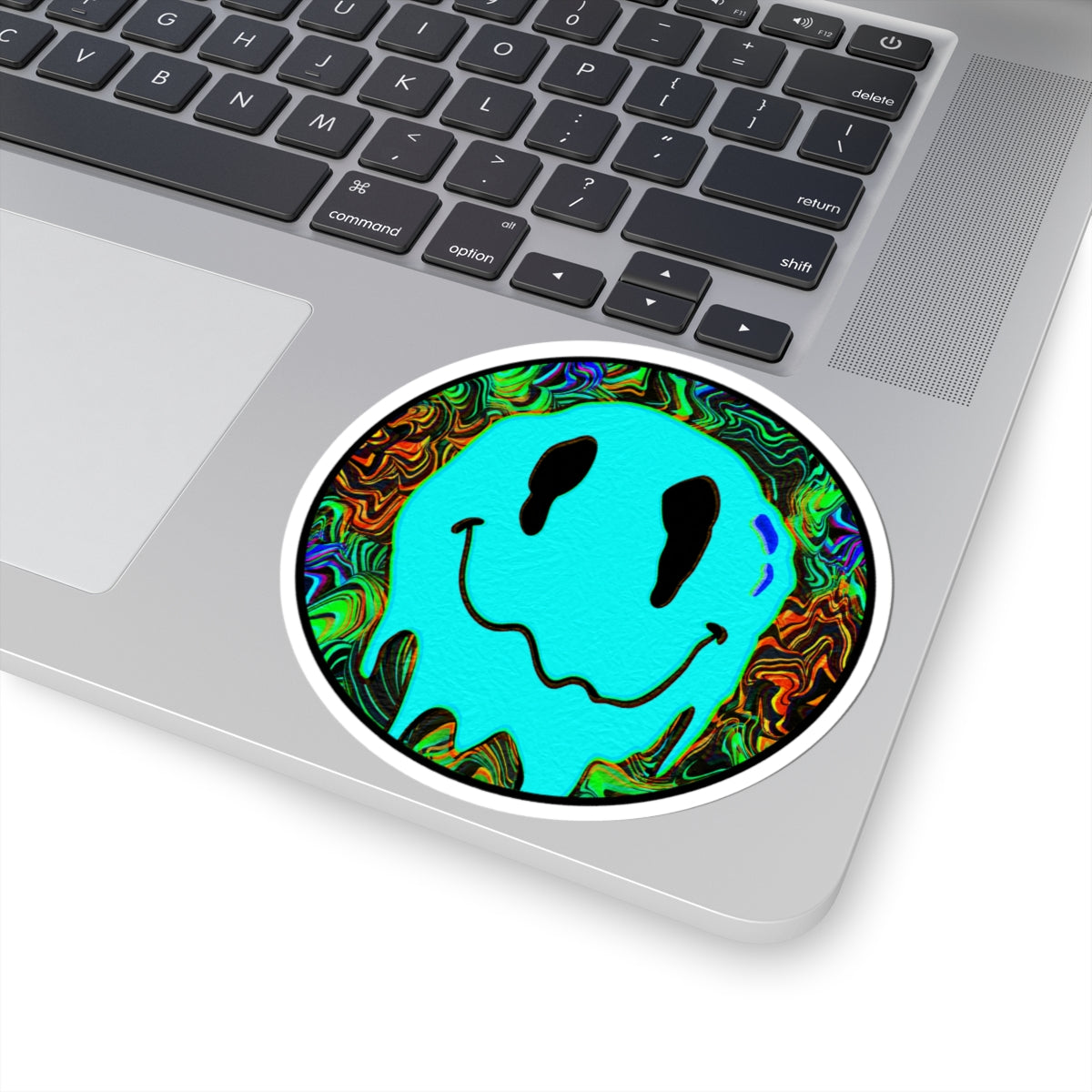 Drippy Teal Smiley Face Sticker – Trippy Vinyl Decal