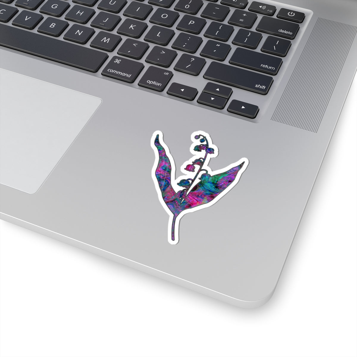 Dark Psychedelic Lily of the Valley Sticker – Abstract Floral Vinyl Decal