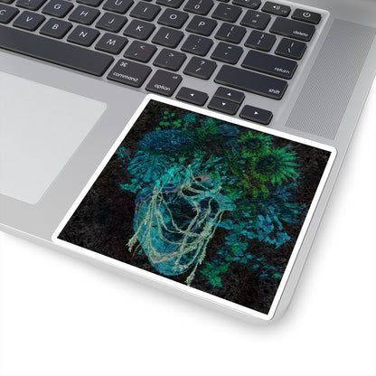 Dark Floral Heart Sticker – Gothic Abstract Vinyl Decal