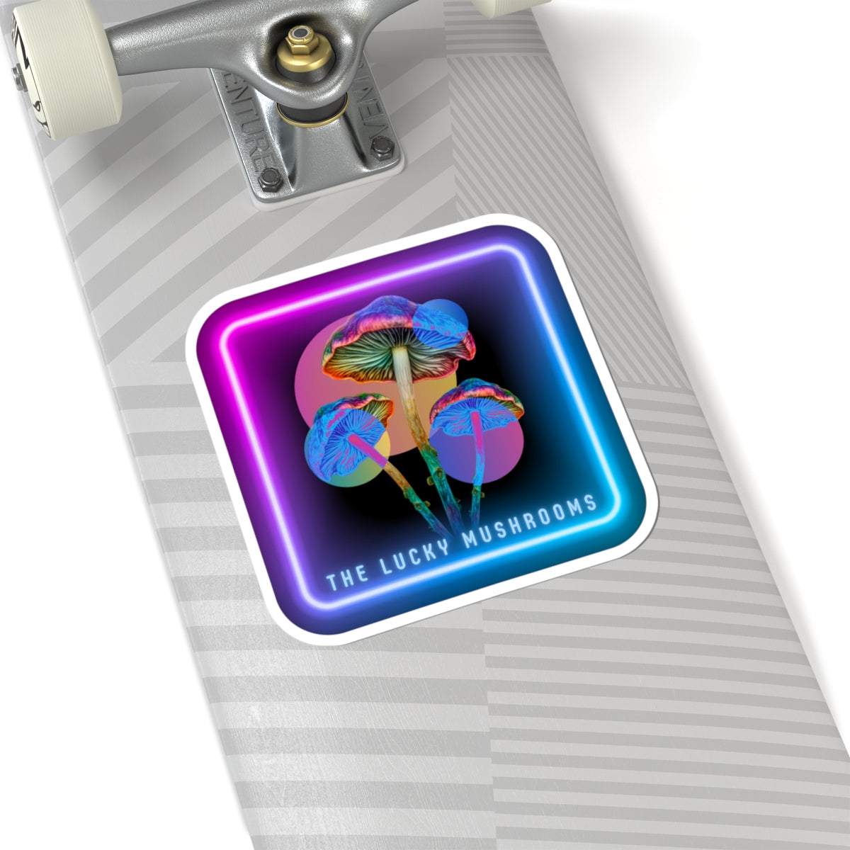 Neon Psychedelic Mushroom Sticker — "The Lucky Mushrooms" Kiss-Cut Vinyl