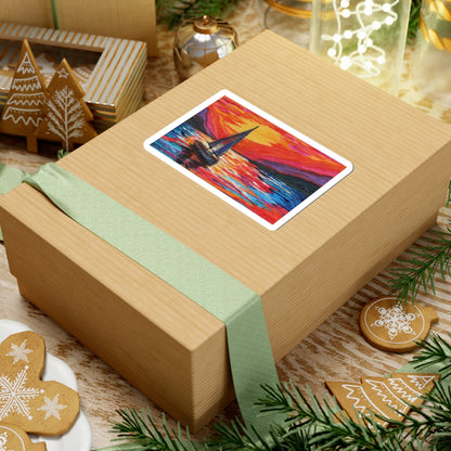 Sailboat Sunset Sticker — Colorful Ocean Scenic Kiss-Cut Decal