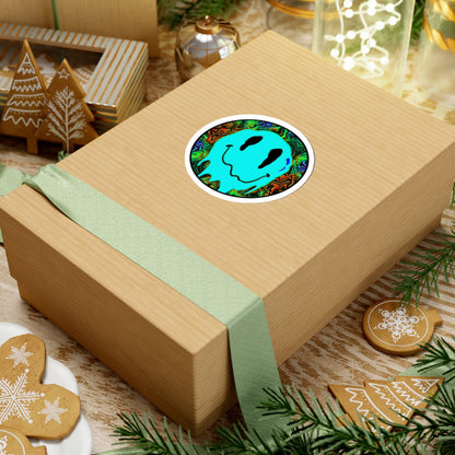 Drippy Teal Smiley Face Sticker – Trippy Vinyl Decal