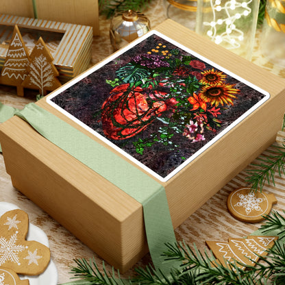 Anatomical Heart Floral Sticker — Vintage Botanical Medical Art Kiss-Cut